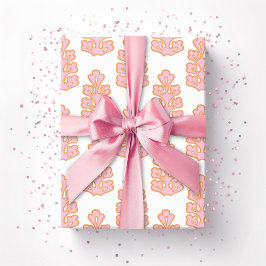 Papel De Regalo Hoja de roble en rosa y naranja