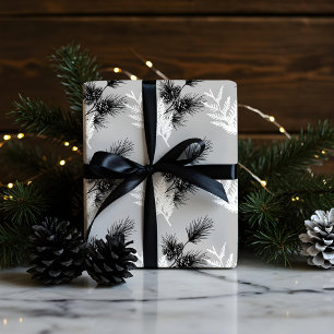 Papel De Regalo Hoja Mínima Monocromática Festiva Cedar y Pinecona