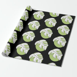 Papel De Regalo Hoja Monstera Abstracta Dibujada a Mano Negra