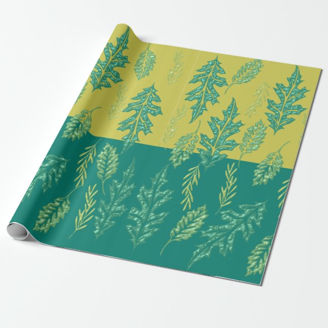 Papel De Regalo Hoja Verde (Desenrollado)