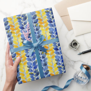 Papel De Regalo Hojas amarillas y azules