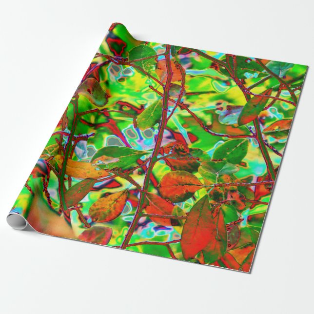 Papel De Regalo Hojas ardientes de la caída (Desenrollado)