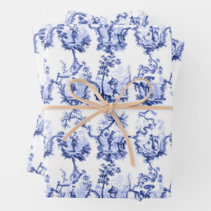 Papel de regalo hojas azul China Chinoiserie