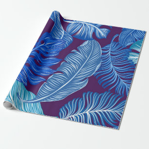 Papel De Regalo hojas azules tropicales