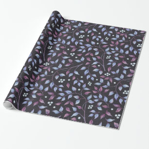 Papel De Regalo Hojas azules y púrpura
