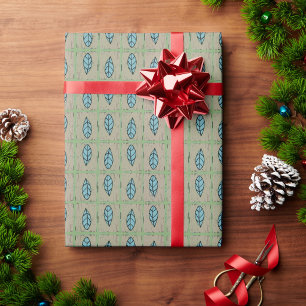 Papel De Regalo Hojas botánicas elegantes de acuarela verde