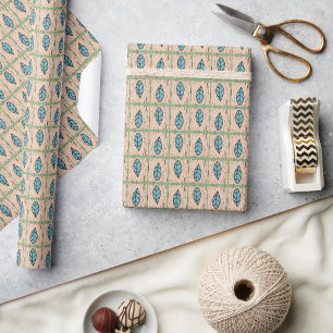 Papel De Regalo Hojas botánicas elegantes de acuarela verde
