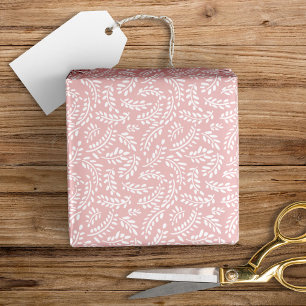 Papel De Regalo Hojas Botánicas Elegantes Rústicas Rosa Pálido