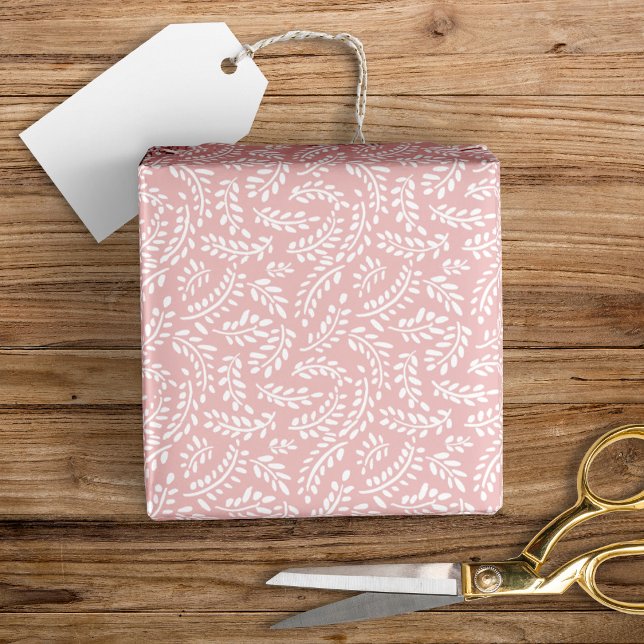Papel De Regalo Hojas Botánicas Elegantes Rústicas Rosa Pálido (Subido por el creador)