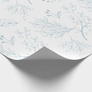 Papel De Regalo Hojas botánicas modernas minimalistas del azul