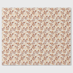 Papel De Regalo Hojas caídas sobre fondo crema