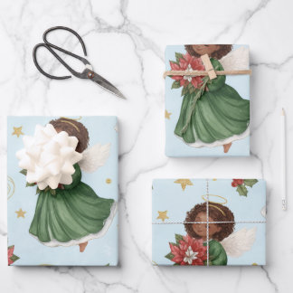Papel de regalo Hojas de Ángeles de Nochebuena