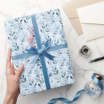 Papel De Regalo Hojas de color azul/gris<br><div class="desc">Papel de envolvimiento de hojas azules/grises de color de agua</div>