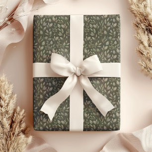 Papel De Regalo Hojas de color de agua en el fondo verde