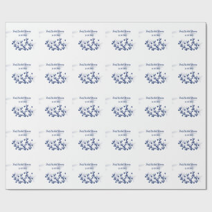 Papel De Regalo Hojas de estrellas azules lujo real ducha de novia