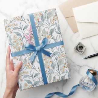 Papel De Regalo Hojas de eucalipto botánico gris pizarra acuarela