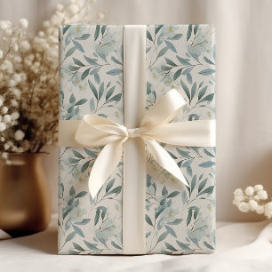 Papel De Regalo Hojas de eucalipto elegantes crema
