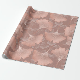 Papel De Regalo Hojas de Ginkgo con Toque Romántico Dorado Botánic