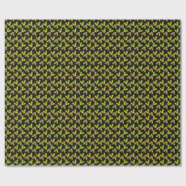 Papel De Regalo Hojas de Ginko Pastel-Neón sobre Fondo Negro