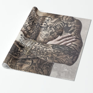 Papel De Regalo Hojas de la fotografía del tatuaje del cuerpo