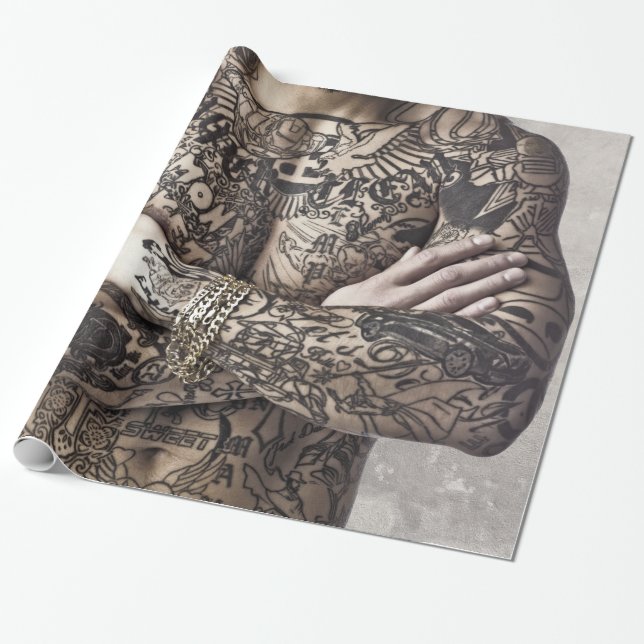 Papel De Regalo Hojas de la fotografía del tatuaje del cuerpo (Desenrollado)