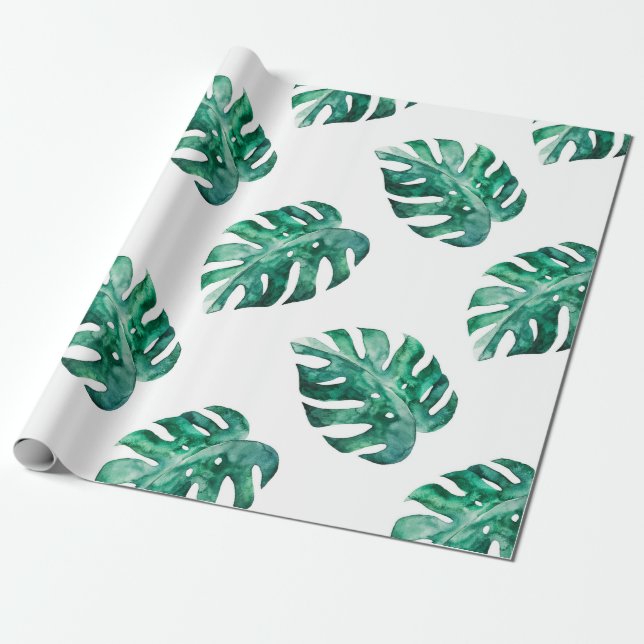 Papel De Regalo Hojas de monstera. Patrón de ilustracion tropical (Desenrollado)