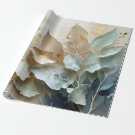 Papel De Regalo Hojas de Niebla Dorada
