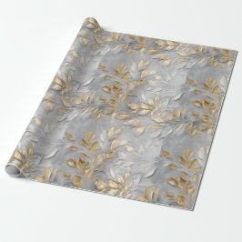 Papel De Regalo Hojas de oro gris plateado