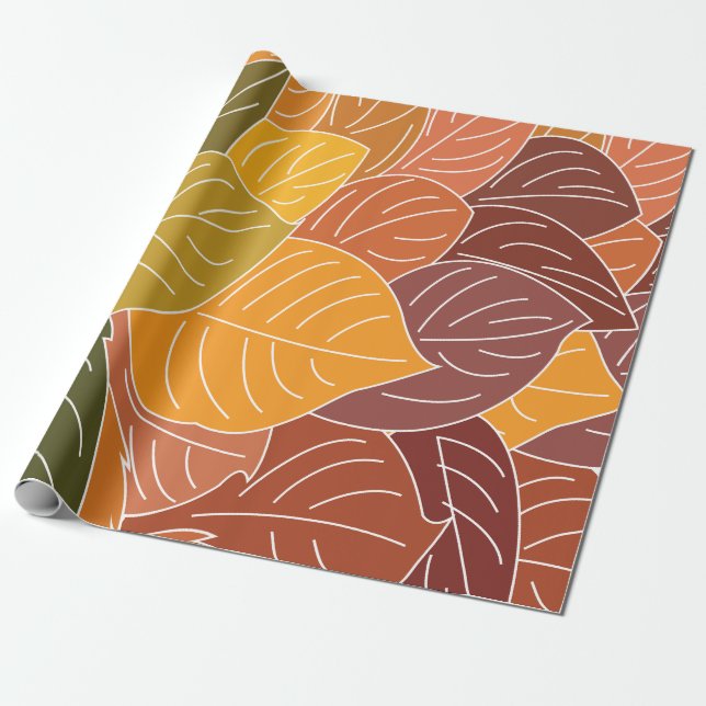 Papel De Regalo Hojas de otoño (Desenrollado)