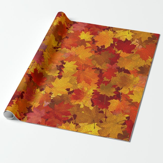 Papel De Regalo Hojas de Otoño  (Desenrollado)