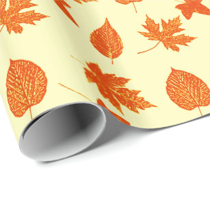 Papel De Regalo Hojas de otoño - amarillo pálido y naranja