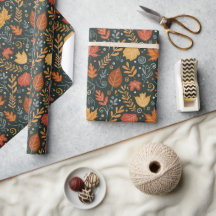 Hojas de Otoño Boho Caprichosas sobre Negro