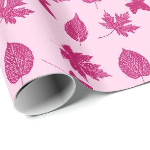 Papel De Regalo Hojas de otoño - burdeos y rosa concha