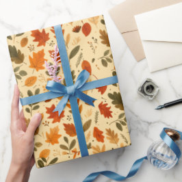 Papel De Regalo Hojas de otoño, calabazas y acogedores diseños est