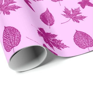 Papel De Regalo Hojas de otoño - ciruela y rosa orquídea