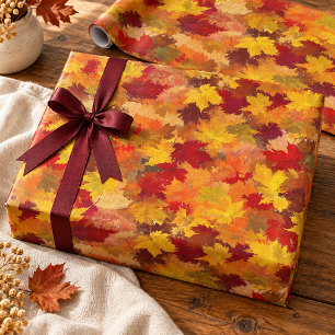 Papel De Regalo Hojas de otoño en acuarela - Patrón vintage de oto