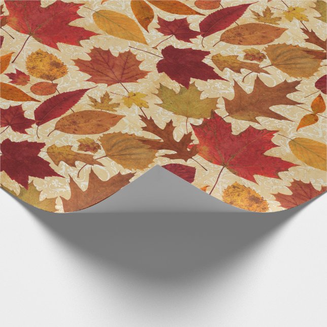 Papel De Regalo Hojas de otoño en beige (Esquina)