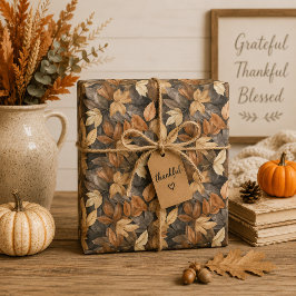 Papel de regalo Hojas de Otoño en Marrón Beige Car