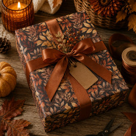 Papel de regalo Hojas de Otoño en marrón dorado y 