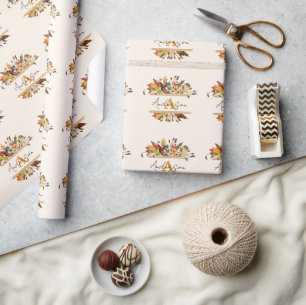 Papel De Regalo Hojas de otoño enmarcan personalizadas