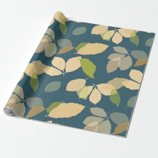 Papel De Regalo Hojas de otoño modernas con fondo azul turquesa