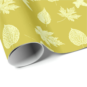 Papel De Regalo Hojas de otoño - mostaza y amarillo claro