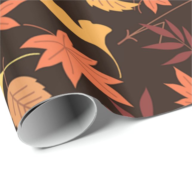 Papel De Regalo Hojas de otoño que caen (Esquina del rollo)