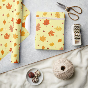 Papel De Regalo Hojas de otoño, regalos de acción de gracias de pa