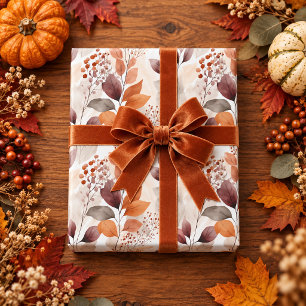 Papel De Regalo Hojas de otoño terracota y borgoña Boho Otoño