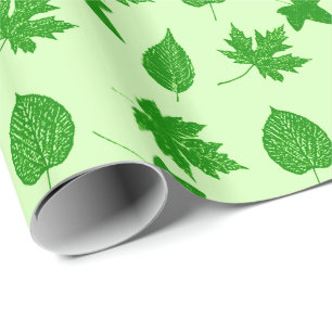Papel De Regalo Hojas de otoño - verde esmeralda y lima