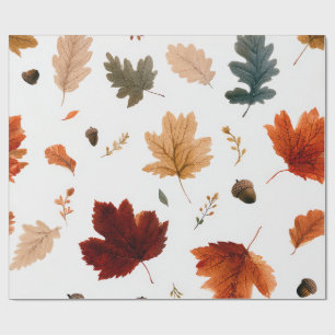 Papel de regalo Hojas de otoño y bellotas