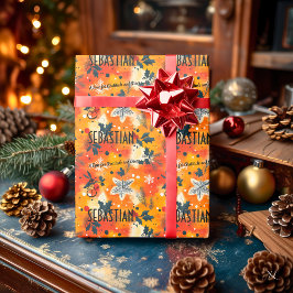 Papel De Regalo Hojas de Otoño y Copos de Nieve de Navidad Persona