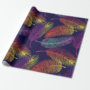 Papel De Regalo Hojas de Palma Coloridas Árbol Tropical Vibracione