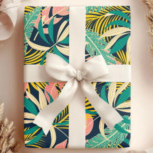 Papel De Regalo Hojas de Palma Tropicales Botánicas de Verano